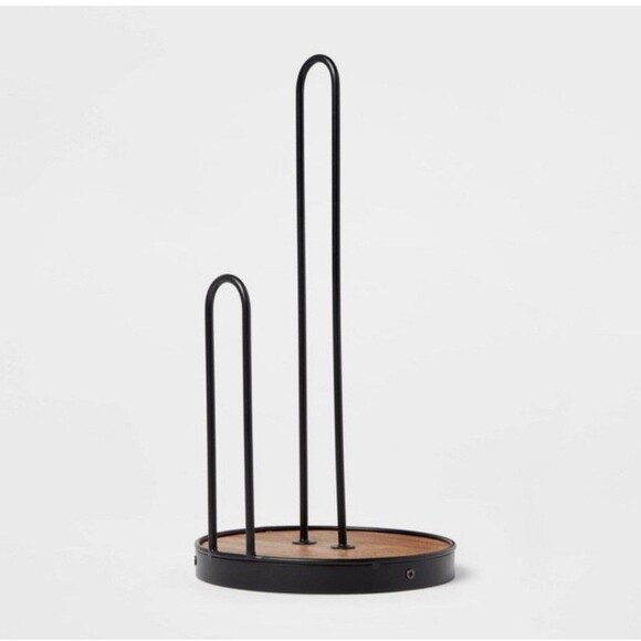 Target Threshold Iron and Mangowood Wire Paper Towel Holder Black NEW!! - Picture 1 of 8